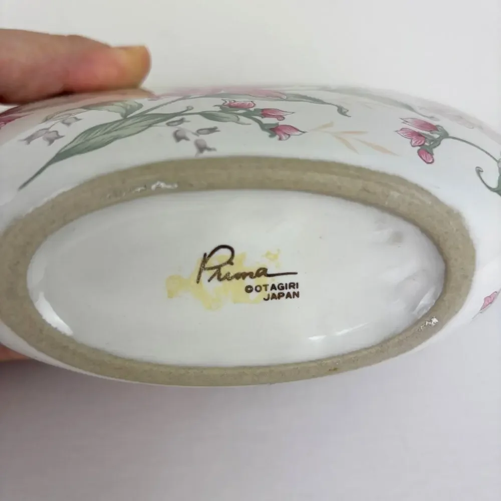 Prima Otagiri Japan Floral Vase White Pink Green 6.5